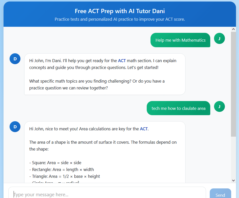 AI Teacher Dani - AI tutoring chat